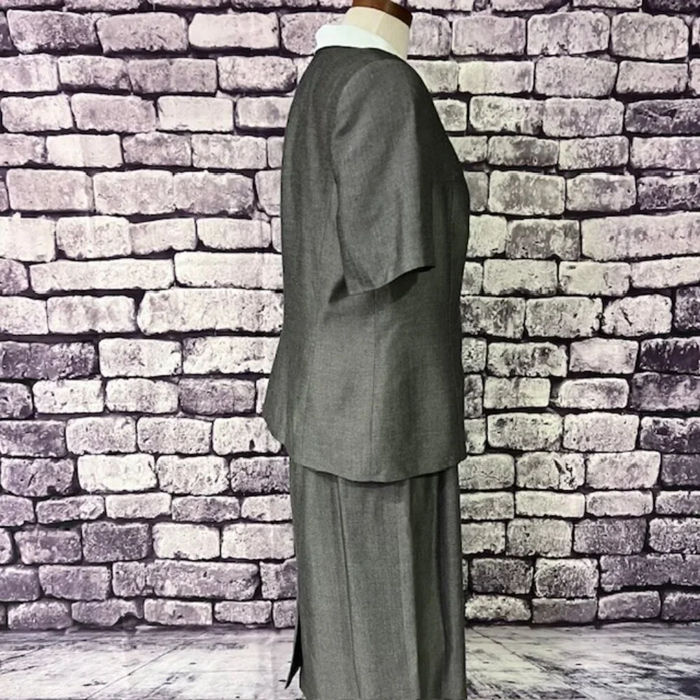 Dillards By Kasper Vintage Black & White Tweek Skirt Suit Size 12P